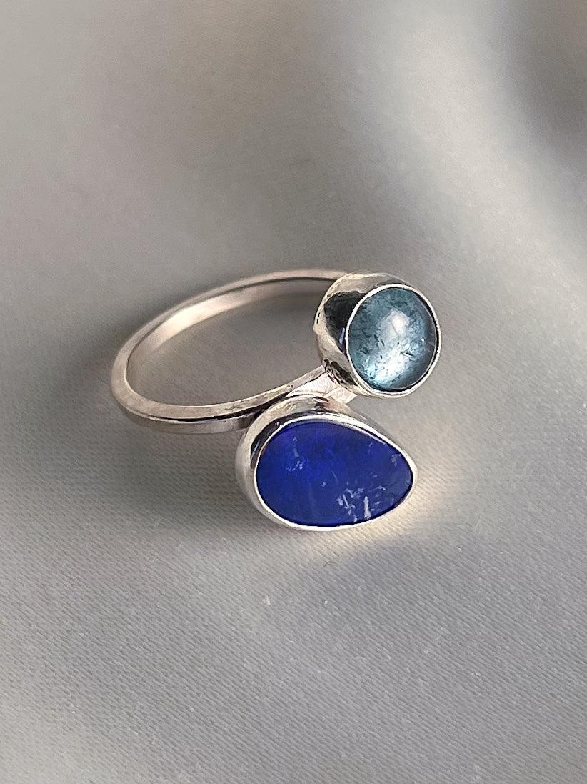 Opal and Aquamarine Ring